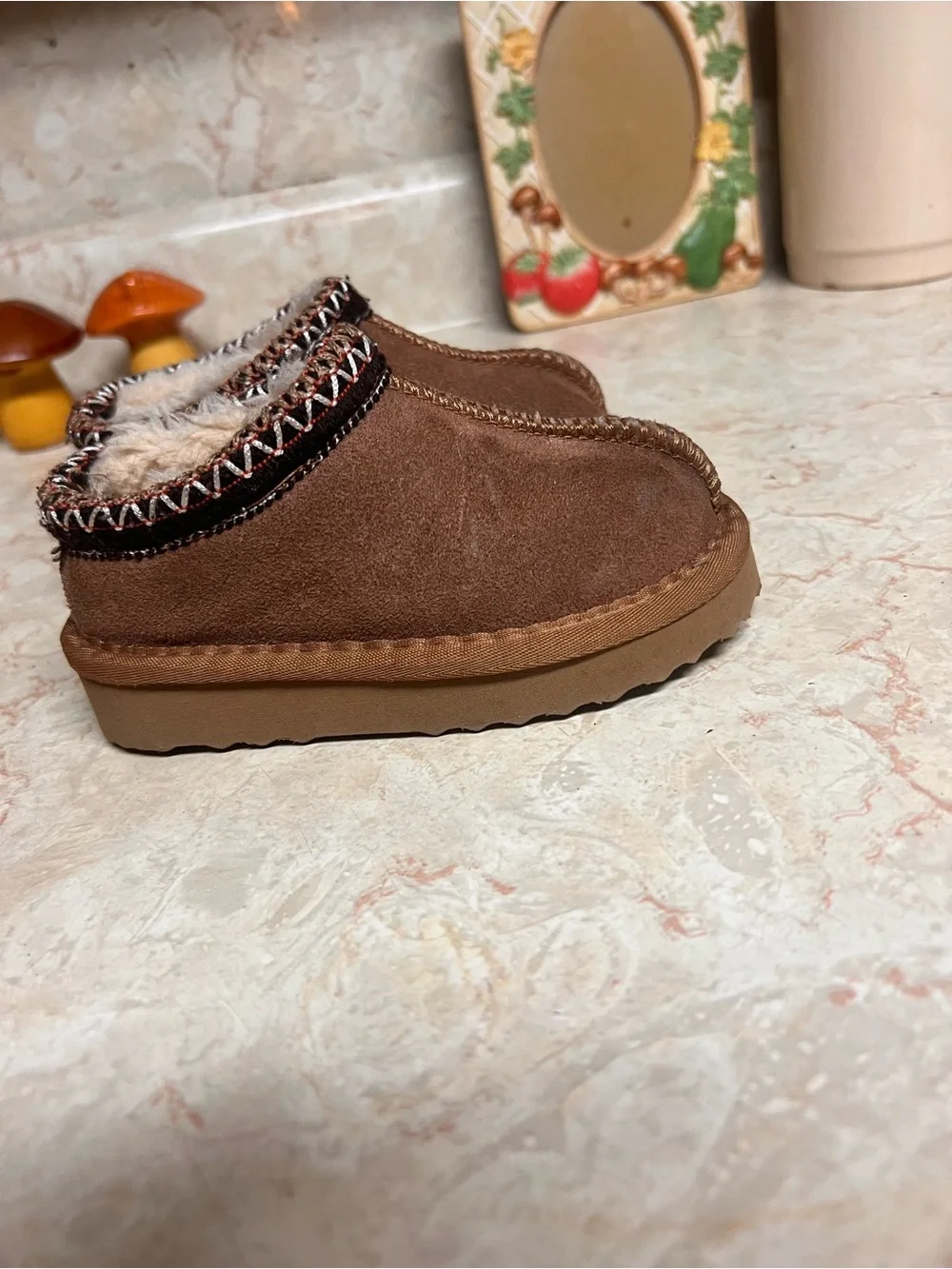Kids Brown Suede Slip-On Shoes